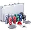 Image de pokerkoffer - 300 laserchips - 2 kaartspellen - 5 dobbelstenen - button - afsluitbaar