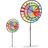 Image de 2x windmolen regenboog - tuindecoratie - tuinsteker windspel - gekleurd
