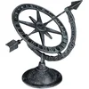 Image de zonnewijzer tuin - gietijzer - antiek design - weerbestendig - 27x26x18 cm - grijs