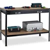 Image de werkbank - met lade - 2 etages - tot 100 kg - staal - 90,5x121x63,5 cm - zwart