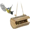 Image de voedersilo hangend - hout - met schors - tuinvogels - kleine vogels