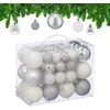 Image de kerstballen - set van 50 -   3, 4, 6 cm - kunststof - zilver-wit