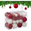 Image de kerstballen - set van 50 -   3, 4, 6 cm - kunststof - wit-rood