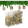 Image de Kerstballen set van 100 - plastic - mat - glanzend - glitters - 10 designs - champagne