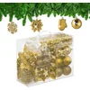 Image de Kerstballen set van 100 - plastic - mat - glanzend - glitters - 10 designs - goud