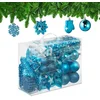 Image de kerstballen set van 100 - plastic - mat - glanzend - glitters - 10 designs - turquoise