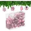 Image de kerstballen set van 100 - plastic - mat - glanzend - glitters - 10 designs - roze