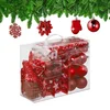 Image de Kerstballen set van 100 - plastic - mat - glanzend - glitters - 10 designs - rood
