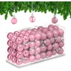 Image de kerstballen set van 96 - plastic - 3 cm - mat - glanzend - glitters - roze