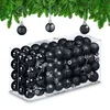 Image de kerstballen set van 96 - plastic - 3 cm - mat - glanzend - glitters - zwart