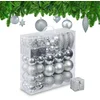Image de kerstballen - set van 110 - met slinger - plastic - onbreekbaar - zilver