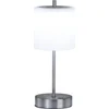 Image de FHL easy! Riva - Tafellamp oplaadbaar - USB - 1x 2W LED (incl.) - 3000 / 4750 / 6500K - Ø13cm, H:34,50cm - Dimbaar - Opaalglas met zilveren Voet - Cilinder