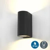Image de B.K.LICHT - Wandlamp - voor binnen en buiten - up en down light - metaal - zwart - IP44 - incl. GU10 lichtbronnen