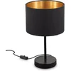 Image de B.K.Licht - Zwart Gouden Tafellamp - metaal & stof - met kap - voor binnen - industriële bedlamp - slaapkamer lamp - E27 fitting - excl. lichtbron
