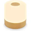 Image de B.K.Licht - Oplaadbare mini Tafellamp - met USB-C - draadloos - dimbaar - buitenlamp - 7x7 cm - houtkleurig