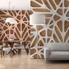 Image de Fotobehang hout 3D bruin wit, buitengewoon abstract fotobehang, 3D behang in 3,50 x 2,55 m, modern vliesbehang voor kantoor, BRICOFLOR.nl