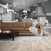 Image de 3D Betonfotobehang, Grijs behang met kubuspatroon, Betonlook behang in 3,50 x 2,55 m, Vliesbehang in industriële stijl, BRICOFLOR.nl