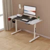 Image de Bureau Pomona op wielen zit sta elektrisch verstelbaar wit en zwart pro.tec