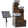 Image de blumfeldt Fez solar fontein tuinfontein decoratieve fontein, op zonne-energie, LED-verlichting, 34 x 76 x 36 cm (BxHxD), materiaal: polyresin, 3 cascadetrappen, voor binnen en buiten, bruin