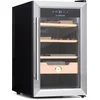 Image de Klarstein Humidor El Presidente Sigarenhumidor   Thermo-elektrische Kast met Glazen Deur, Humidor met Cederhouten Laden, Hygrometer, LED-binnenverlichting, 48 Liter, Zilver - voor Sigaren - Met Hygrometer - Sigarendoos - Cigar Humidor