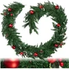 Image de tectake® Kerstslingers met Ballen, Bessen en Denneappels - Guirlande - Kerstversiering voor Binnen en Buiten - Gedetailleerde en Levensechte Kerstslinger - Ophanglus - 270 cm - Groen