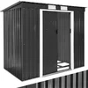 Image de tectake® Metalen Tuinhuis met Schuin Dak - Tuin Gereedschapsschuur met Schuifdeur - Schuur met metalen Fundering - Tuinhuis - Fietsengarage - 4 m³ Opslagruimte - grijs/wit