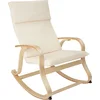 Image de tectake® Schommelstoel met Armleuningen - Relaxstoel - Fauteuil met Berkenhouten Frame - Schommelstoelen - Lopers met Stoppers - Inclusief Kussen - Belastbaar tot 150 kg - Beige