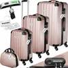 Image de tectake® - 4-delige reiskofferset - Inclusief bagageweger en label - 360° wielen - Harde koffer met cijferslot - Stapelbaar - Trolley handbagage - Trolley maten M, L, XL en beautycase - Rosegoud