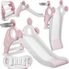 Image de tectake® Kinderglijbaan - Glijbaan Peuter - Vanaf 2 jaar - Met basketbalring - Opvouwbaar - 128 x 66,5 x 67,5 cm - Voor binnen en buiten - Roze