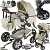 Image de tectake® Multifunctionele Kinderwagen Mats - 2-in-1 Babywagen inclusief voetenzak, regenhoes, flessenhouder en opbergmand - Wandelwagen met 15kg draagkracht - Opvouwbaar met 5-puntsgordel - Grijs/Beige