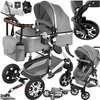 Image de tectake® Multifunctionele Kinderwagen Mats - 2-in-1 Babywagen inclusief voetenzak, regenhoes, flessenhouder en opbergmand - Wandelwagen met 15kg draagkracht - Opvouwbaar met 5-puntsgordel - Grijs