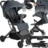 Image de tectake® Buggy Kinderwagen Finn - Lichtgewicht plooibuggy - Inklapbaar en met opvouwbare kap - Zonwerend - Draagkracht 15kg - Antraciet