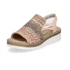 Image de Rieker dames sleehak sandalen V1241-90 multi/apricot