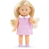 Image de Corolle babypop Mini Corolline Rosy met roze geruite jurk pop.