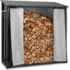 Image de Brandhoutrek - met dekzeil en dak - 800 kg - 89 x 191 x 192,5 cm - zwart - hillvert
