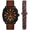 Image de Fossil Machine FS6102SET Horloge - Leer - Bruin - Ø 44 mm