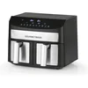 Image de GOURMETmaxx Dubbelkamer Airfryer 2x 3,5L - Roestvrij staal | Airfryer Oven met synchroon-kookzones, timerfunctie & touchdisplay | energiezuinig frituren | 10 programma's | 2400 watt | heteluchtoven