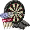Image de #DoYourDart dartbord | 6 dartpijlen - stalen dartpijlen incl. flight | complete dartset | sisal dartbord met dartrand | dartbord - zelfschietende Braziliaanse sisalvezels