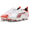 Image de PUMA ULTRA 5 PLAY FG/AG Jr Unisex Sportschoenen - PUMA White-PUMA Black-Glowing Red