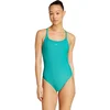 Image de adidas Sportswear Iconisea Geribbeld Badpak met Cups en Dunne Bandjes - Dames - Groen
