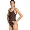 Image de Adidas Sportswear Iconisea Geribbeld Badpak Met Cups En Dunne Bandjes - Dames - Bruin