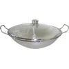 Image de Rvs wokpan 36cm (top)/16cm (bodem), glazen deksel
