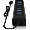 Image de ICY BOX IB-HUB1700-C3 IB-HUB1700-C3 USB-hub 7 poorten USB-A USB 3.0 5 GBit/s Met USB-C stekker Zwart