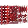 Image de Deuba Kerstboomballen - Set van 102 Kunststof Ø3-6cm - Mat Glanzend Rood