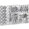 Image de Deuba Kerstboomballen - Set van 102 Kunststof Ø3-6cm - Mat Glanzend Zilver