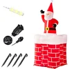 Image de Monzana Opblaasbare LED Kerstman - 152cm   Springt uit de Schoorsteen