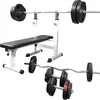 Image de Gorilla Sports Halterbank Wit met 100 kg Halterset - Fitnessbank - Halter met gewichten - Gripper Kunststof
