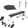 Image de Gorilla Sports Halterbank Wit met 100 kg halterset - Fitnessbank - Verstelbaar - Halterstang met gewichten - Puzzelmat