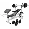 Image de Gorilla Sports Universele Halterbank wit Met 70 kg Halterset Kunststof