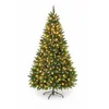 Image de Kunstkerstboom met LED-verlichting   180 cm   Met Sneeuwlook & Echte Dennenappels   Stevig & Brandveilig   Luxe Kunstboom